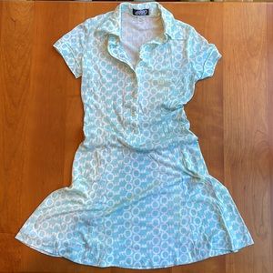1960s Vintage Ellen Tracy Mod Dress Aqua and White Size 11/12